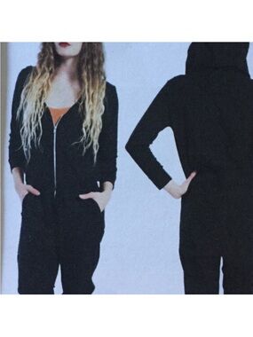 Black Women's Zipped Hooded Jumpsuit